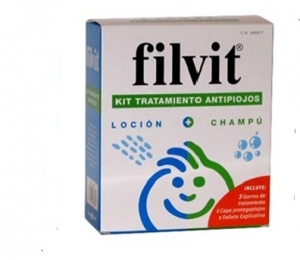  Filvit Kit Tratamiento Completo Champú  Loción  Liendrera  Gorro